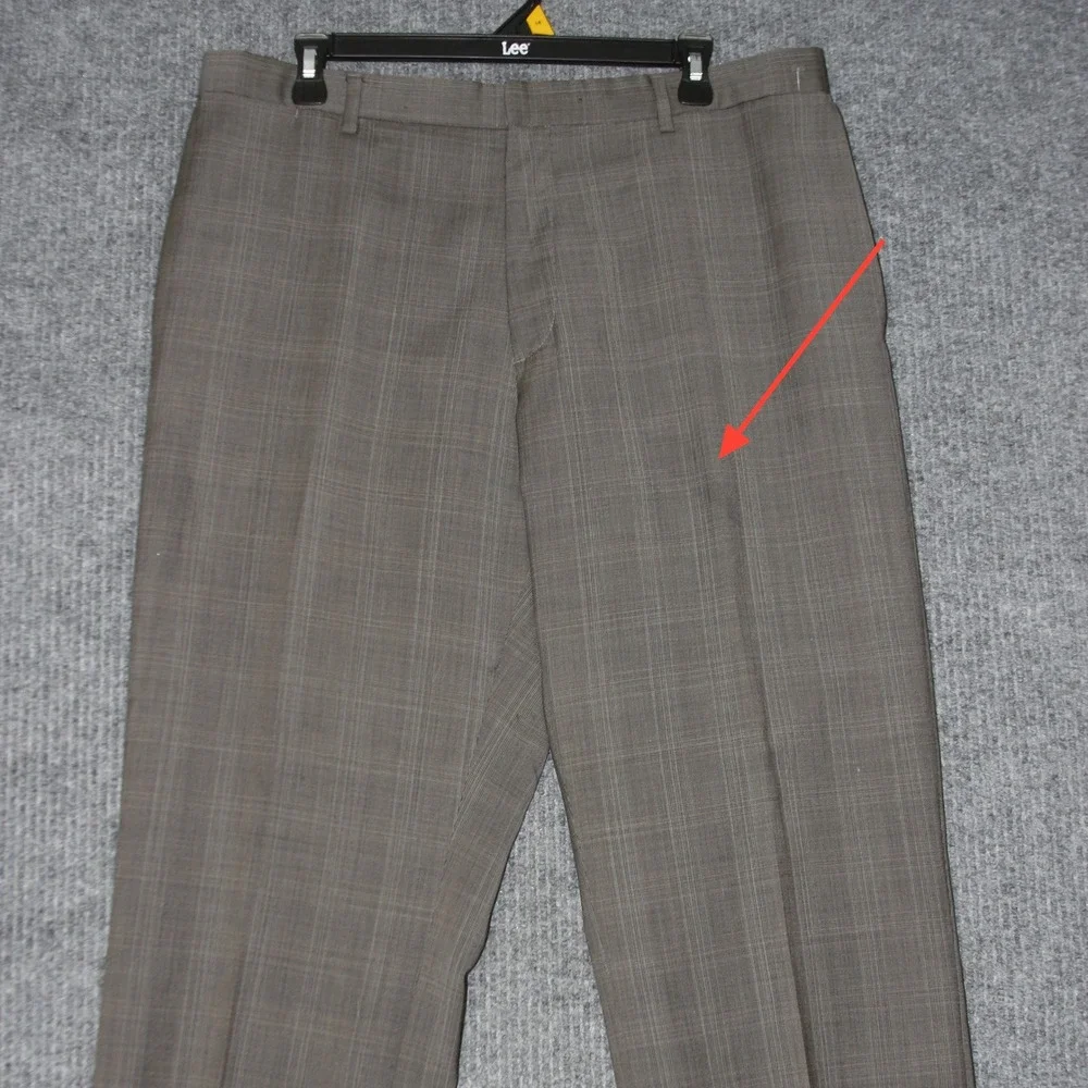 Banana Republic Dress Pants Mens 36 Gray Classic Fit Plaid Flat‎ Front Casual